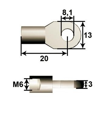 ANCLAJE OJO METAL Ø8mm L20 M6
